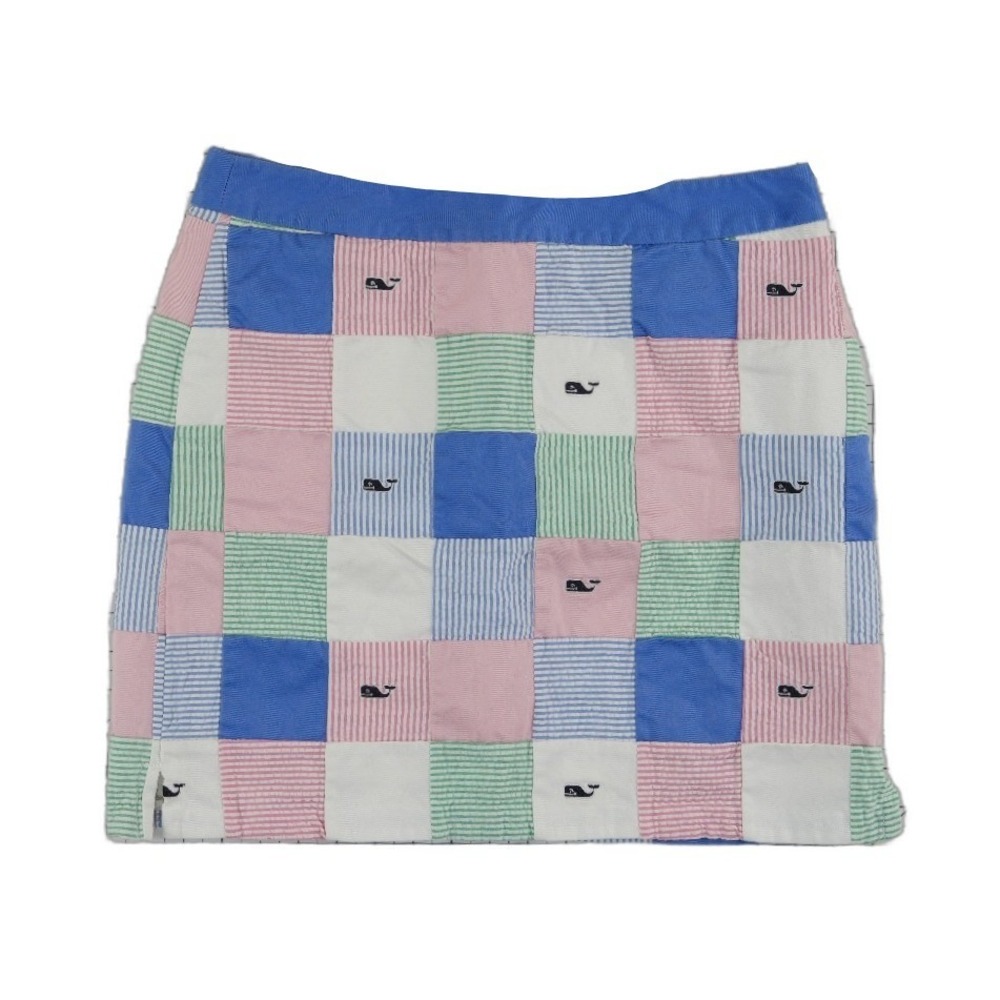 Vineyard Vines Patchwork 100% Cotton Mini Skirt Women's Size 8 Lined Preppy